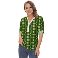 Zip Up Long Sleeve Blouse 