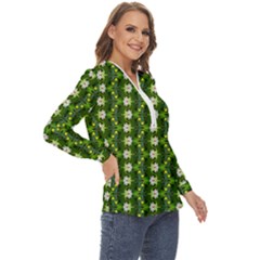 Zip Up Long Sleeve Blouse 