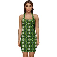 Sleeveless Wide Square Neckline Ruched Bodycon Dress 
