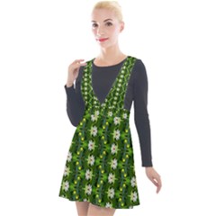 Plunge Pinafore Velour Dress 