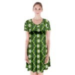 Wowpatterns-export-pattern Short Sleeve V-neck Flare Dress
