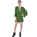 Wowpatterns-export-pattern V-Neck Flare Sleeve Mini Dress