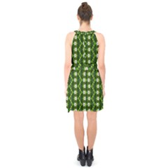 Halter Collar Waist Tie Chiffon Dress 