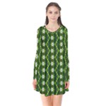 Wowpatterns-export-pattern Long Sleeve V-neck Flare Dress