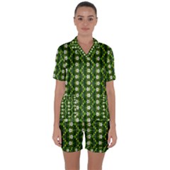 Satin Short Sleeve Pajamas Set 