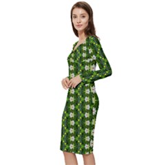 Long Sleeve V-Neck Bodycon Dress  