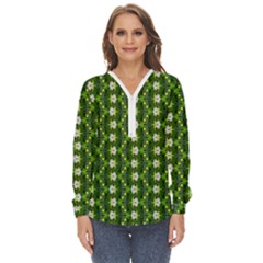 Zip Up Long Sleeve Blouse 