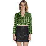 Wowpatterns-export-pattern Long Sleeve Tie Back Satin Wrap Top