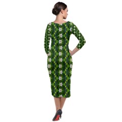 Quarter Sleeve Midi Velour Bodycon Dress 
