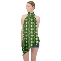 Halter Asymmetric Satin Top 