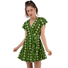 Flutter Sleeve Wrap Dress 