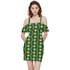 Shoulder Frill Bodycon Summer Dress 