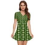 Wowpatterns-export-pattern V-Neck High Waist Chiffon Mini Dress