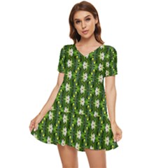 Tiered Short Sleeve Babydoll Dress 