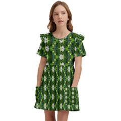 Kids  Frilly Sleeves Pocket Dress 