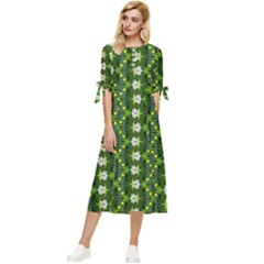 Bow Sleeve Chiffon Midi Dress 