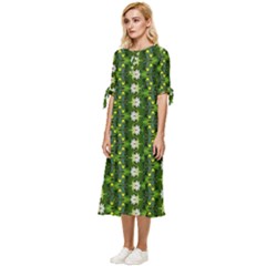 Bow Sleeve Chiffon Midi Dress 