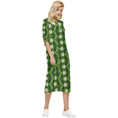Bow Sleeve Chiffon Midi Dress 