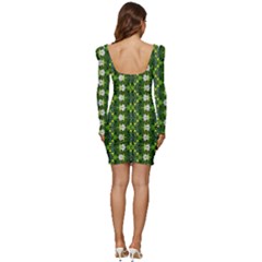 Women Long Sleeve Ruched Stretch Jersey Dress 