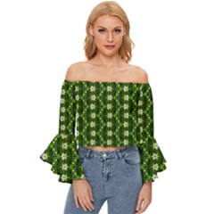 Off Shoulder Flutter Bell Sleeve Top 