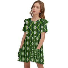 Kids  Frilly Sleeves Pocket Dress 