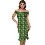 Wowpatterns-export-pattern Off Shoulder Ruffle Split Hem Bodycon Dress