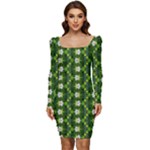 Wowpatterns-export-pattern Women Long Sleeve Ruched Stretch Jersey Dress