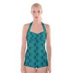 Peacock #4 Boyleg Halter Swimsuit 