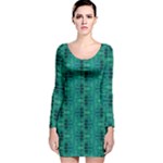 Peacock #4 Long Sleeve Velvet Bodycon Dress