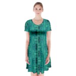 Peacock #4 Short Sleeve V-neck Flare Dress