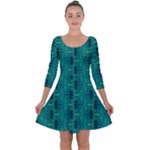 Peacock #4 Quarter Sleeve Skater Dress