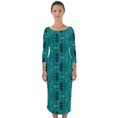 Quarter Sleeve Midi Bodycon Dress 