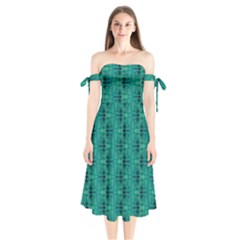Shoulder Tie Bardot Midi Dress 