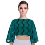 Peacock #4 Tie Back Butterfly Sleeve Chiffon Top