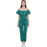 Peacock #4 Off Shoulder Ruffle Top Jumpsuit