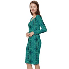 Long Sleeve V-Neck Bodycon Dress  