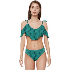 Ruffle Edge Tie Up Bikini Set	 