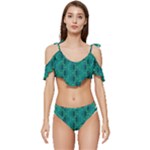 Peacock #4 Ruffle Edge Tie Up Bikini Set	