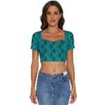 Peacock #4 Short Sleeve Square Neckline Crop Top 