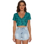 Peacock #4 V-Neck Crop Top