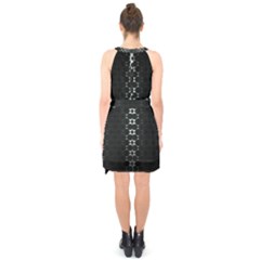 Halter Collar Waist Tie Chiffon Dress 