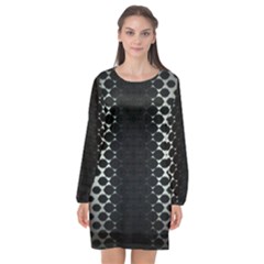 Long Sleeve Chiffon Shift Dress  