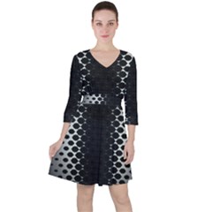 Quarter Sleeve Ruffle Waist Dress 