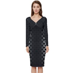 Long Sleeve V-Neck Bodycon Dress  