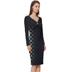 Long Sleeve V-Neck Bodycon Dress  