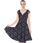 Phyllis Full  Cap Sleeve Front Wrap Midi Dress