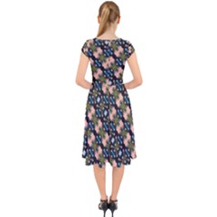 Cap Sleeve Front Wrap Midi Dress 
