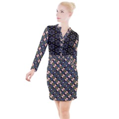 Button Long Sleeve Dress 