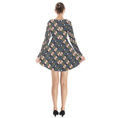 Long Sleeve Velvet V-neck Dress 