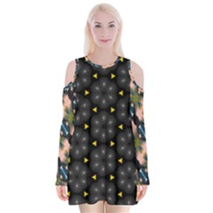 Phyllis Full  Velvet Long Sleeve Shoulder Cutout Dress from ArtsNow.com